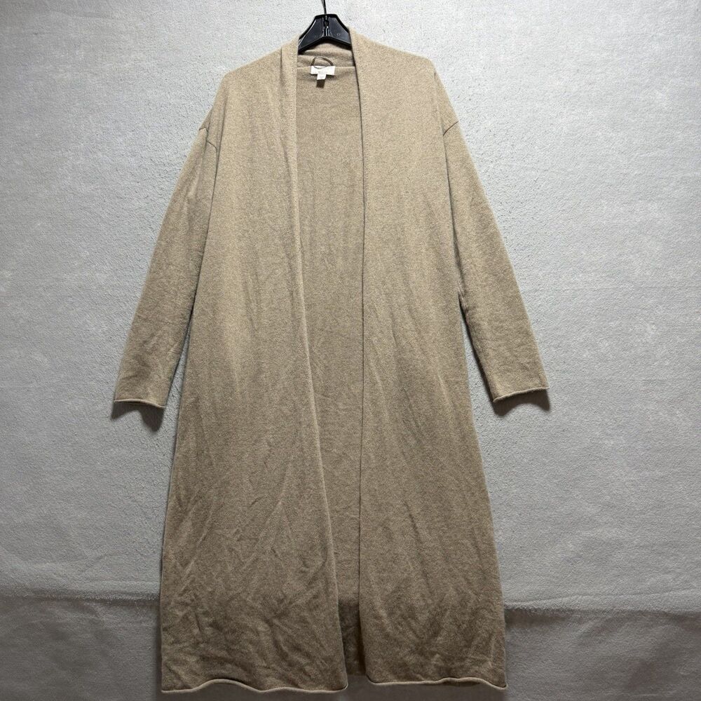 Eileen Fisher By Garnet Hill Khaki Cardigan Sleepwear 100% Cashmere Size Medium